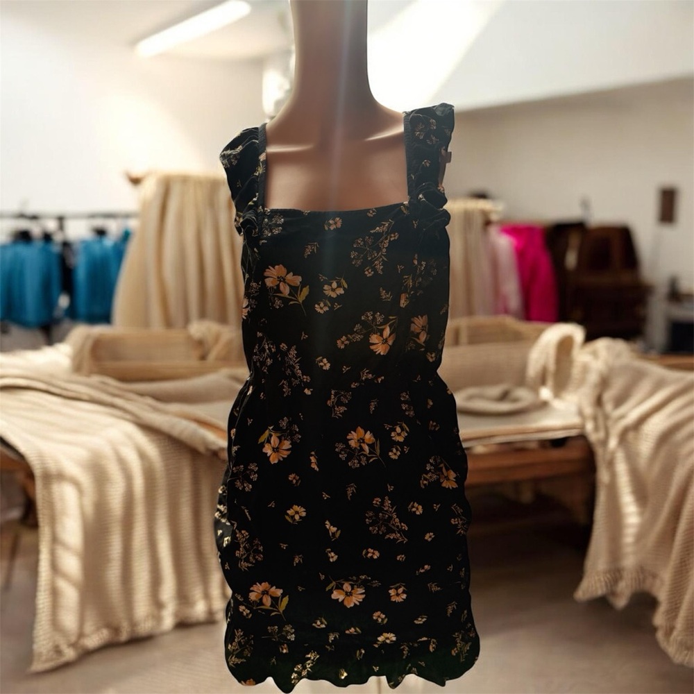 Wild Fable Black Mini Dress with Yellow Floral Print Easter Dress